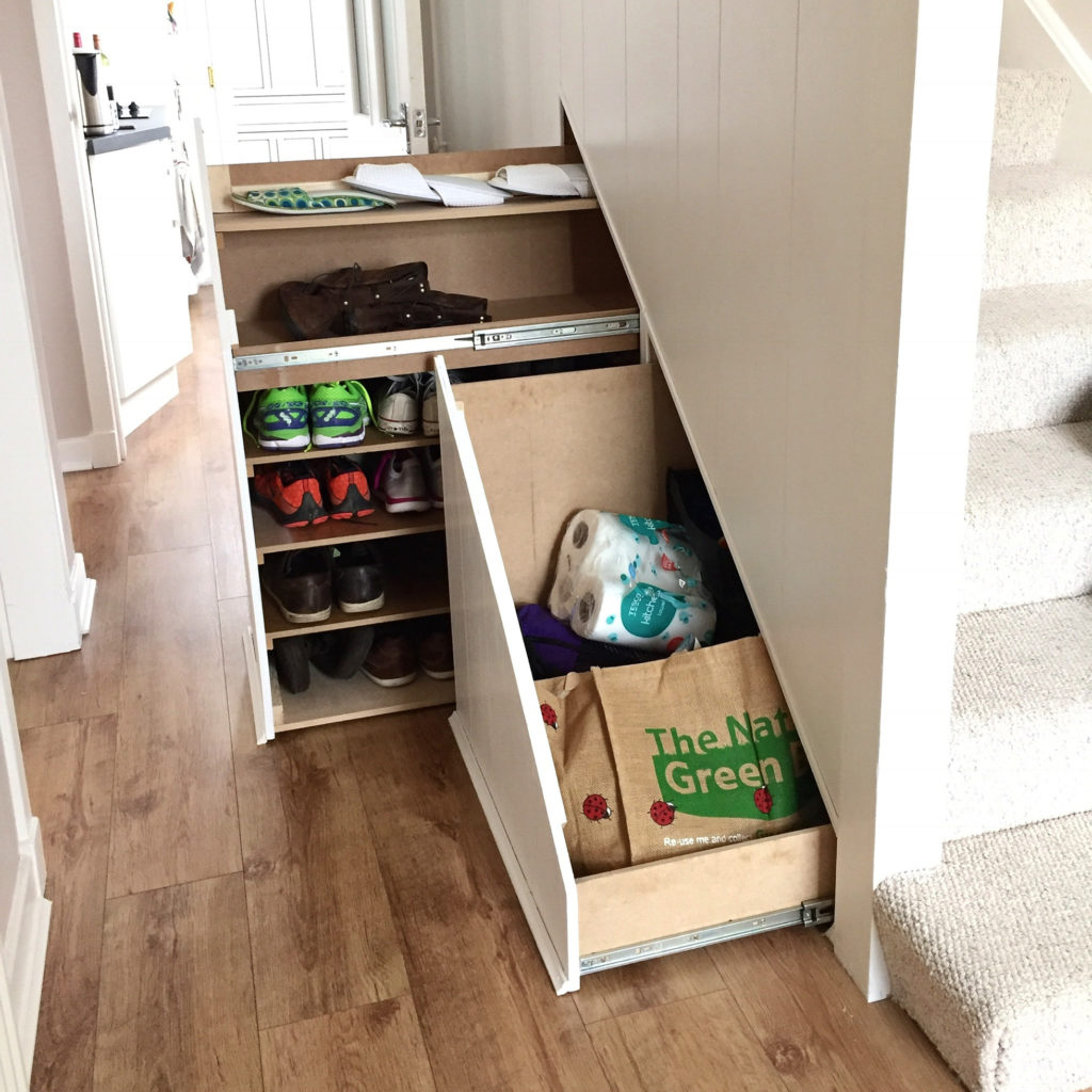 storage drawers under stairs